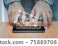 Business finance technology and investment concept with 3D graph 75889708