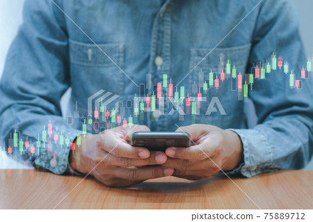 Concept digital money and stock business Concept digital money and stock business 75889712