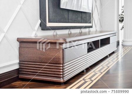 Cabinet for TV set of veneer and solid oak near molded wall Cabinet for TV set of veneer and solid oak near molded wall 75889990