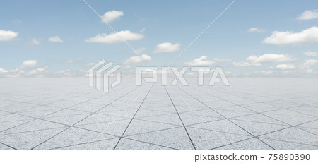 Empty triangle shape stone tiles floor 75890390