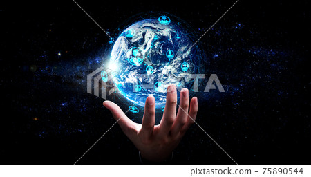 Global network connection covering earth with link of innovative perception 75890544