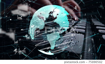 Man working on computer with graphic of business data analytic m Man working on computer with graphic of business data analytic m 75890582