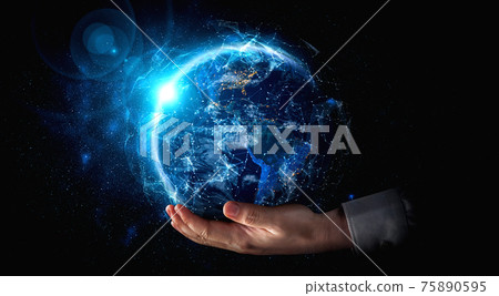 Global network connection covering earth with link of innovative perception 75890595