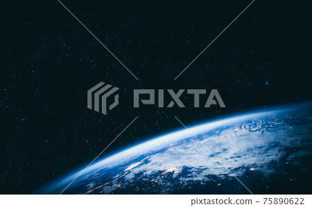 Planet earth globe view from space showing realistic earth surface and world map 75890622