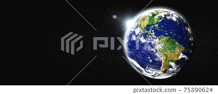 Planet earth globe view from space showing realistic earth surface and world map Planet earth globe view from space showing realistic earth surface and world map 75890624