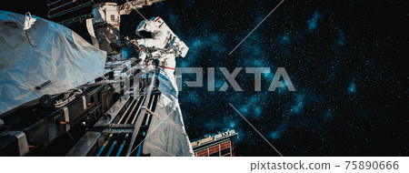 Astronaut spaceman do spacewalk while working for space station Astronaut spaceman do spacewalk while working for space station 75890666