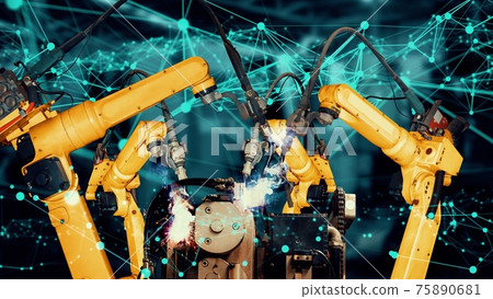 Smart industry robot arms modernization for innovative factory technology Smart industry robot arms modernization for innovative factory technology 75890681