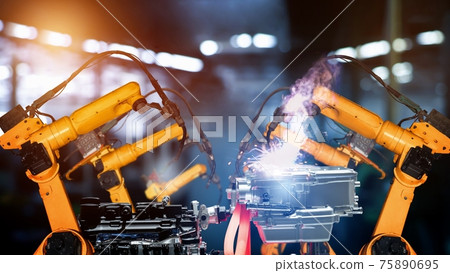 Smart industry robot arms modernization for digital factory tech Smart industry robot arms modernization for digital factory tech 75890695