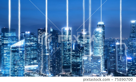 Smart digital city with globalization abstract graphic showing connection network 75890700