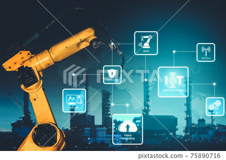 Smart industry robot arms for digital factory production technology Smart industry robot arms for digital factory production technology 75890716