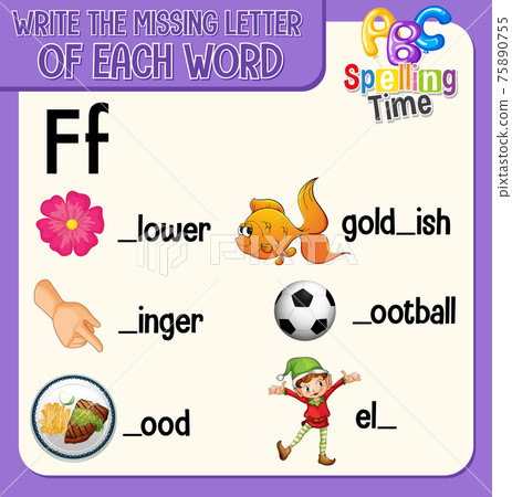 Fill the missing letter of each word worksheet for children Fill the missing letter of each word worksheet for children 75890755