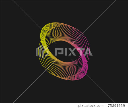 Spirograph abstract element on black background. Vector illustration. 75891639
