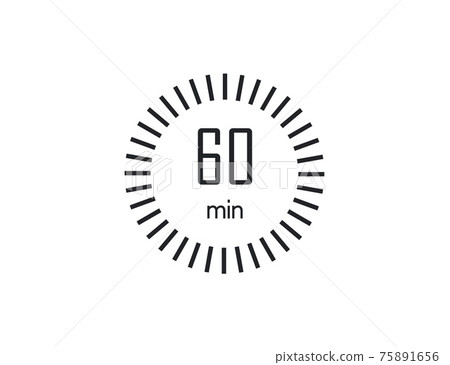 The 60 minutes, stopwatch, digital timer. clock and watch, Vector illustration. 75891656