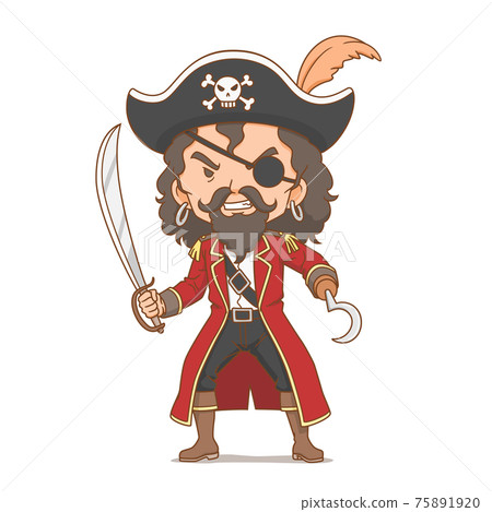 Cartoon character of pirate holding sword. Cartoon character of pirate holding sword. 75891920