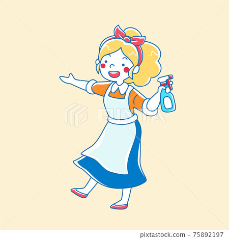 Woman doing housekeeping Woman doing housekeeping 75892197
