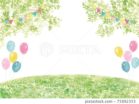 事件背景水彩插圖陽光和草坪 75892353