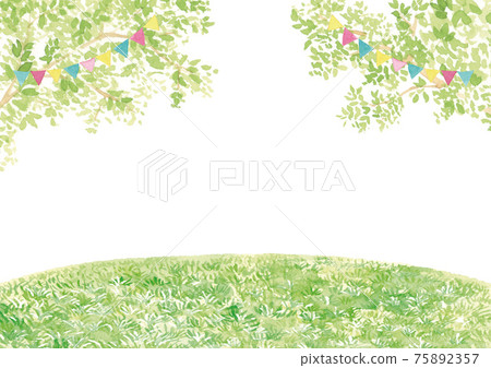 事件背景水彩插圖清新的綠色和草坪 事件背景水彩插圖清新的綠色和草坪 75892357