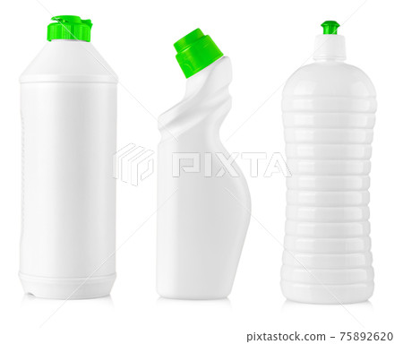 White cleaning equipment bottles isolated on a white background White cleaning equipment bottles isolated on a white background 75892620
