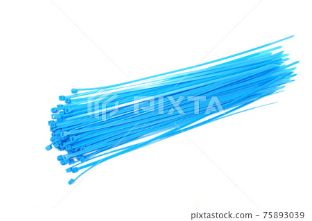 blue cable tie on white background blue cable tie on white background 75893039