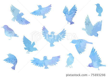 Beautiful blue flapping bird material set 75893298