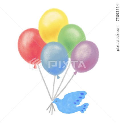 Blue bird balloon balloon - Stock Illustration [75893334] - PIXTA