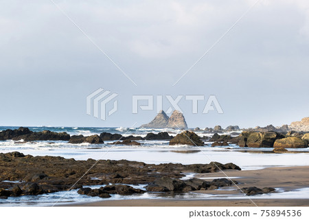 The sandy beach of Benijo on the island of Tenerife.Canary Islands, Spain The sandy beach of Benijo on the island of Tenerife.Canary Islands, Spain 75894536