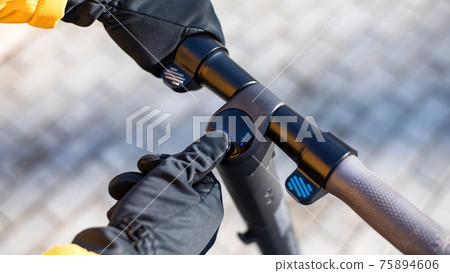 Food delivery man using smartphone Food delivery man using smartphone 75894606