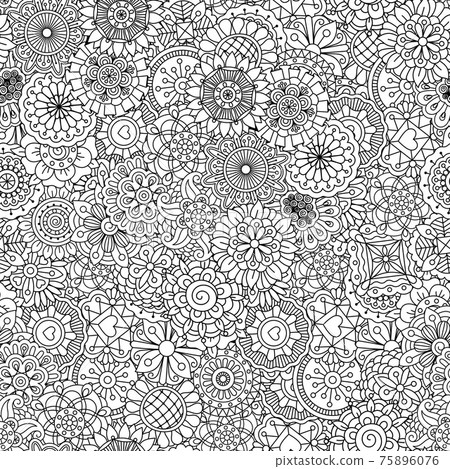 Full frame outline of circular seamless pattern 75896076