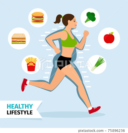 Healthy lifestyle running woman Healthy lifestyle running woman 75896236
