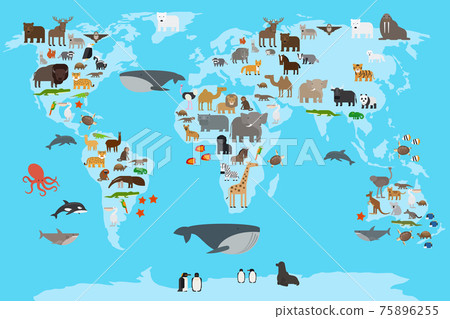 Animals world map Animals world map 75896255