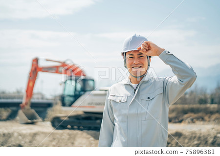 Civil engineering, excavator car, construction site 75896381