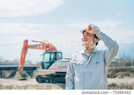 Civil engineering, excavator car, construction site 75896382
