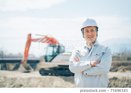Civil engineering, excavator car, construction site 75896385