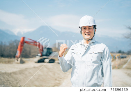 Civil engineering, excavator car, construction site 75896389