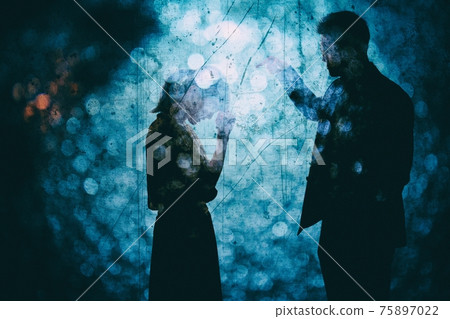 Abstract image of a woman angry with an Asian man 75897022