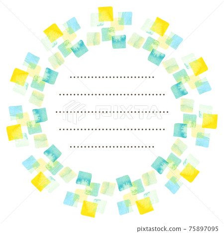 Watercolor blue square letter frame - Stock Illustration [75897095] - PIXTA