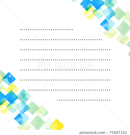 Watercolor blue square letter frame 75897102