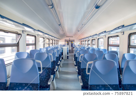 Interior of a suburban train express, Moscow, Russia 75897821
