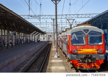 Moscow passenger platform (Yaroslavsky railway station), Russia-- is one of nine main railway stations in Moscow, situated on Komsomolskaya Square. It has highest passenger throughput of all nine 75897839