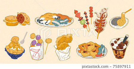 Taiwan doodle street food set Taiwan doodle street food set 75897911