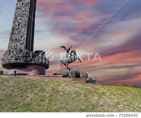 War memorial in Victory Park on Poklonnaya Hill (Gora), Moscow, Russia. The memorial complex constructed in memory of those who died during the Great Patriotic war War memorial in Victory Park on Poklonnaya Hill (Gora), Moscow, Russia. The memorial complex constructed in memory of those who died during the Great Patriotic war 75898430