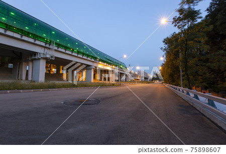 Moscow Central Circle - Little Ring, MCC,or MK MZD (at night), Russia. Delovoy Tsentr  railway station. 75898607