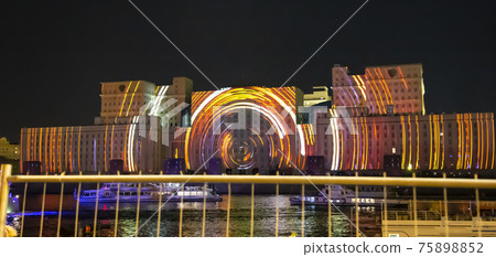 International Festival Circle of Light. Laser video mapping show on facade of the Ministry of Defense in Moscow, Russia International Festival Circle of Light. Laser video mapping show on facade of the Ministry of Defense in Moscow, Russia 75898852