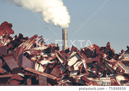 Industrial waste of metals and chimneys in industrial areas 75898930