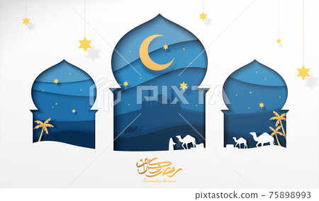 Night view out of Islamic mosque 75898993