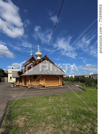 Modern Wooden Orthodox church in Moscow, Russia Modern Wooden Orthodox church in Moscow, Russia 75899068