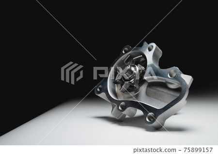 Water pump of the internal combustion engine cooling system. Contrasting on a gray gradient 75899157