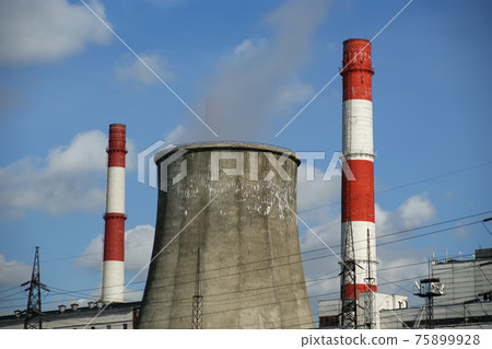 Pipes of coal  burning power station. Moscow, Russia 75899928