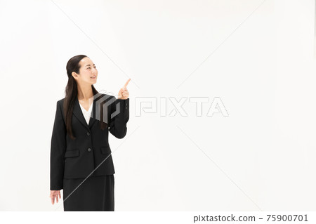 Middle women pointing suit business Middle women pointing suit business 75900701