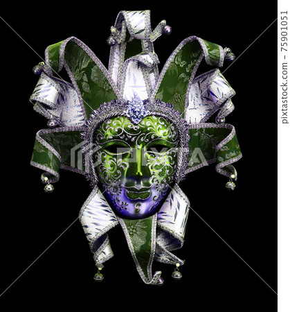 Green and purple Venice carnival mask on a black background Green and purple Venice carnival mask on a black background 75901051